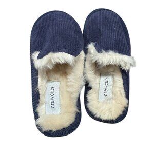 Crewcuts Blue Corduroy Slippers Slip On Size 9 Kids Faux Fur Lined